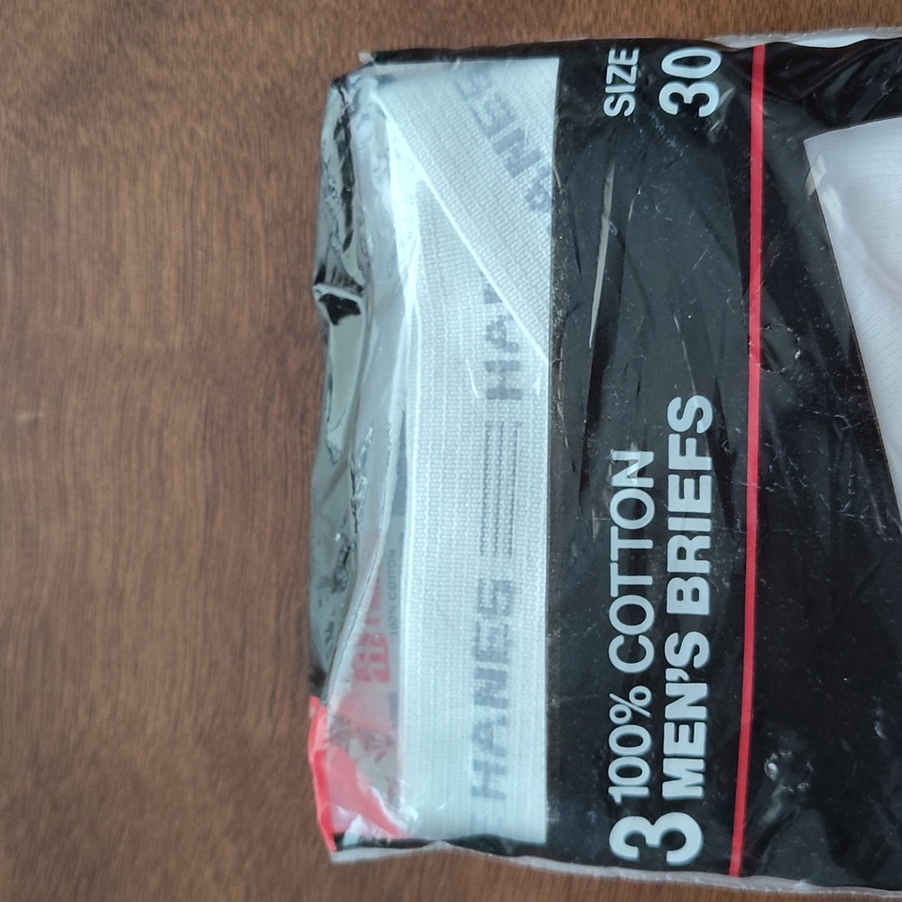 Vintage 1989 HANES 3 Pack of Mens White Briefs Underwear Preshrunk Size 30 - Picture 2 of 6
